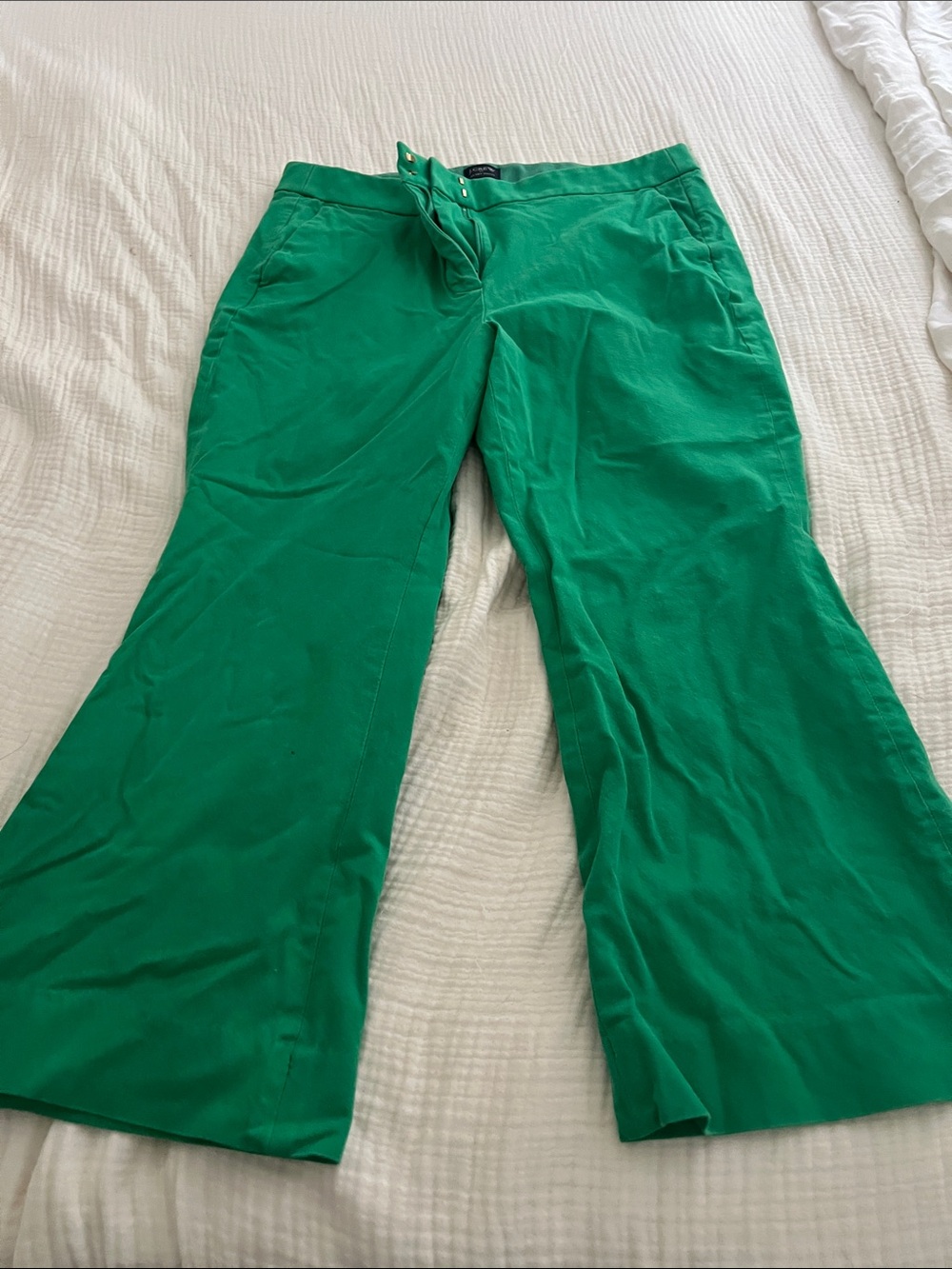 J. Crew Kelsey Bright Green Wide-Leg Pants